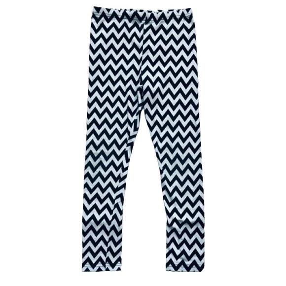 Girls 6 6X Copper Key Black White Chevron Full Length Ankle Leggings - Picture 1 of 1